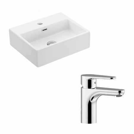 WS Bath Collections Quattro 16-9/10" Vessel Bathroom Sink and Single Hole Faucet Included White / Polished Chrome