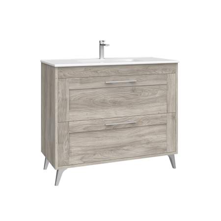 WS Bath Collections Rose 40" Free Standing Single Basin Vanity Set with Cabinet and Ceramic Vanity Top Grey Pine