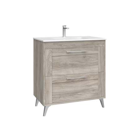 WS Bath Collections Rose 32" Free Standing Single Basin Vanity Set with Cabinet and Ceramic Vanity Top Grey Pine
