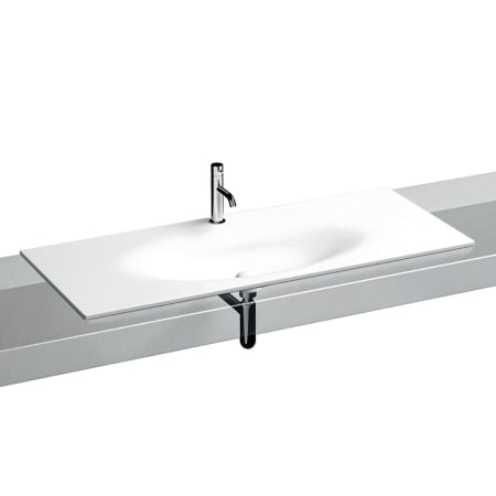 WS Bath Collections Shape 48" Rectangular Ceramic Drop In Bathroom Sink with Single Faucet Hole Glossy White