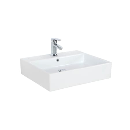 WS Bath Collections Simple 23-5/8" Rectangular Ceramic Vessel or Wall Mounted Bathroom Sink with One Faucet Hole - Includes Overflow Glossy White