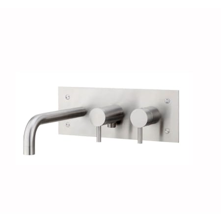 WS Bath Collections Steel Wall Mounted Tub Filler with Metal Lever Handles and Built-In Hand Shower Diverter Stainless Steel