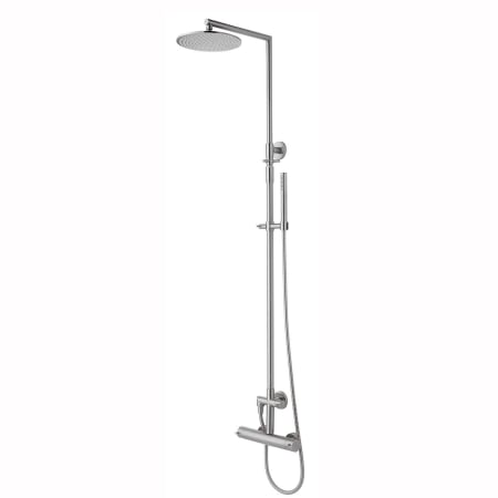 WS Bath Collections Steel Wall Mounted Shower System with Metal Lever Handles and Built-In Diverter - Shower Column and Personal Hand Shower Included Stainless Steel