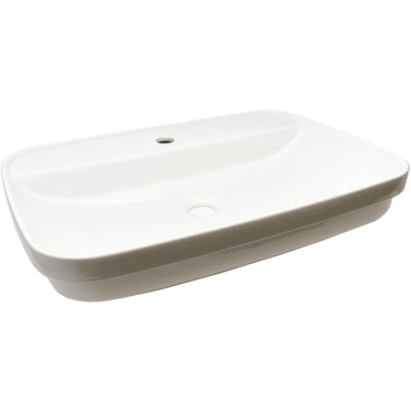 WS Bath Collections Tribeca 23-3/5" Rectangular Ceramic Semi-Recessed or Vessel Bathroom Sink with Single Faucet Hole Gloss White