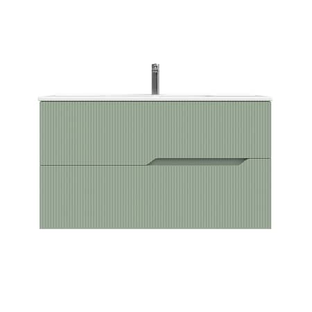 WS Bath Collections Tulipa 40" Wall Mounted Single Basin Vanity Set with Cabinet and Ceramic Vanity Top Matte Leaf