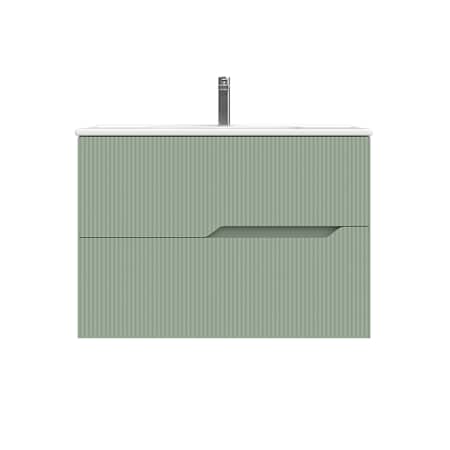 WS Bath Collections Tulipa 32" Wall Mounted Single Basin Vanity Set with Cabinet and Ceramic Vanity Top Matte Leaf