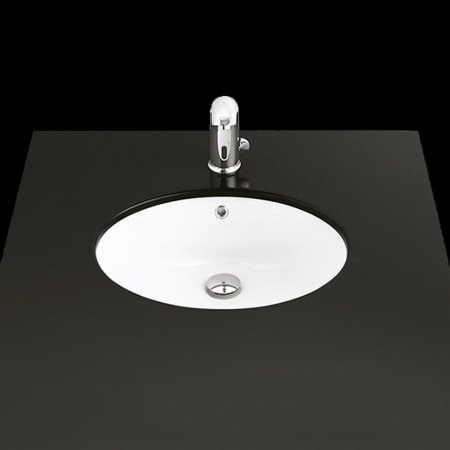 WS Bath Collections Under 22" Round Ceramic Undermount Bathroom Sink with Overflow Gloss White