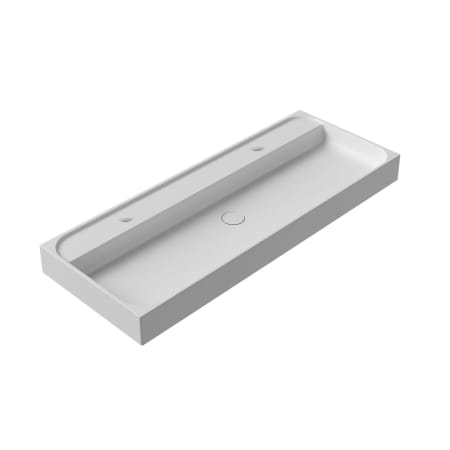 WS Bath Collections Unit Plus 47-3/8" Rectangular Ceramic Vessel / Wall Mounted Bathroom Sink with Overflow and 2 Faucet Holes Glossy White