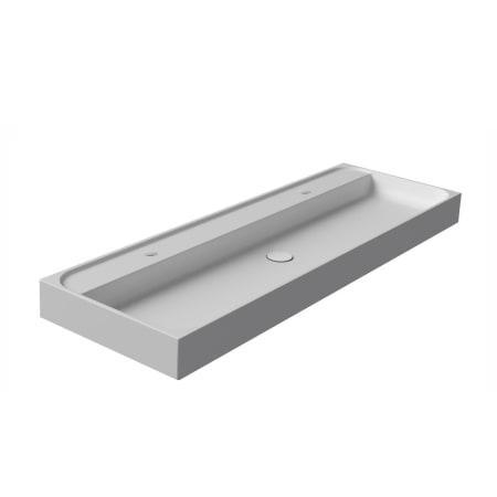 WS Bath Collections Unit Plus 55-1/8" Rectangular Ceramic Vessel / Wall Mounted Bathroom Sink with Overflow and 2 Faucet Holes Glossy White