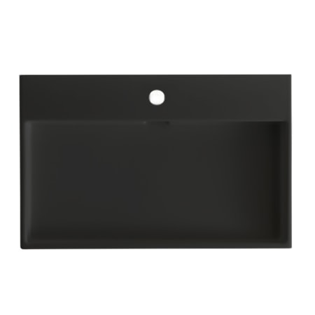 WS Bath Collections Urban 27-13/16" Rectangular Ceramic Wall Mounted or Vessel Bathroom Sink with Single Faucet Hole at 1-3/8" Centers Matte Black