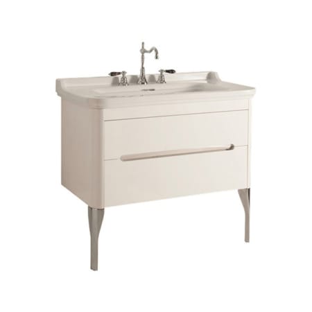 WS Bath Collections Waldorf 40" Wall Mounted Single Basin Vanity Set with Cabinet and Ceramic Vanity Top - 3 Faucet Holes Matte White