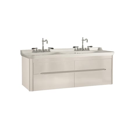 WS Bath Collections Waldorf 60" Wall Mounted Double Basin Vanity Set with Cabinet and Ceramic Vanity Top - 3 Faucet Holes