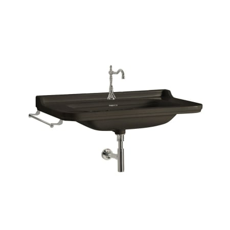 WS Bath Collections Waldorf 31-1/2" Rectangular Ceramic Wall Mounted Bathroom Sink with Single Faucet Hole Glossy Black