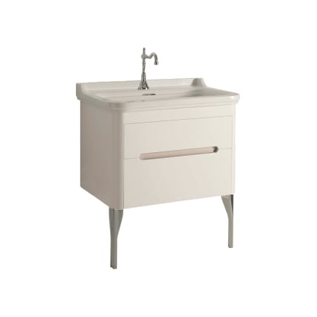 WS Bath Collections Waldorf 32" Wall Mounted Single Basin Vanity Set with Cabinet and Ceramic Vanity Top - Single Faucet Hole Matte White