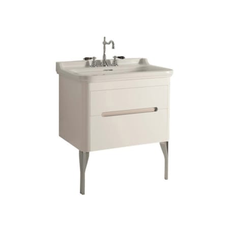 WS Bath Collections Waldorf 32" Wall Mounted Single Basin Vanity Set with Cabinet and Ceramic Vanity Top - 3 Faucet Holes Matte White