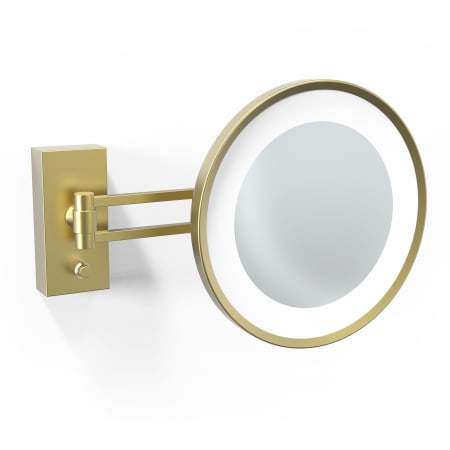 WS Bath Collections WS 8-11/16" Diameter Modern Circular Framed Makeup Wall Mirror with LED Lighting Matte Gold