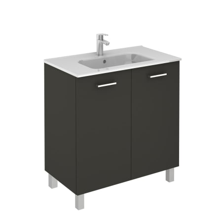WS Bath Collections Logic Vanities 31-1/2" Free Standing Single Basin Vanity Set with Cabinet and Ceramic Vanity Top Glossy Anthracite