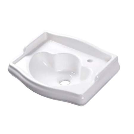 WS Bath Collections Retro 16-1/8" Specialty Ceramic Wall Mounted Bathroom Sink with Single Faucet Hole Glossy White