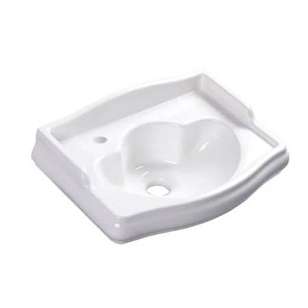 WS Bath Collections Retro 16-1/8" Specialty Ceramic Wall Mounted Bathroom Sink with Single Faucet Hole Glossy White