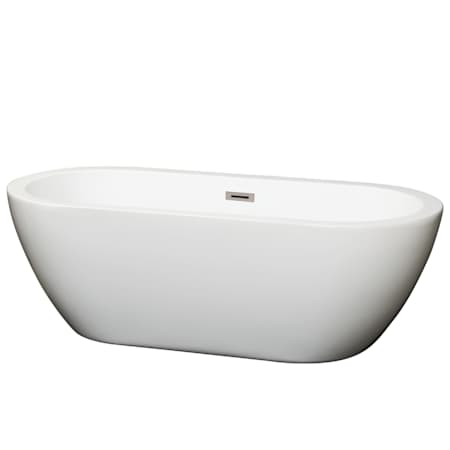 Wyndham Collection Soho 68" Free Standing Acrylic Soaking Tub with Center Drain, Drain Assembly, and Overflow White / Brushed Nickel Trim