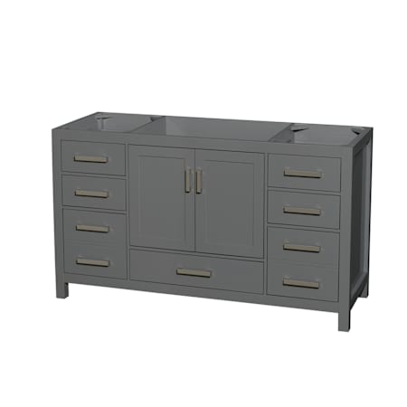 Wyndham Collection Sheffield 59" Single Freestanding Hardwood Vanity Cabinet Only - Less Vanity Top Dark Gray / Brushed Chrome Hardware