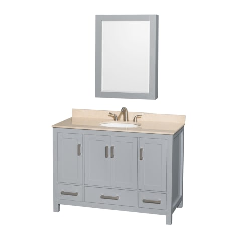 Wyndham Collection-WC-1414-48-SGL-VAN-Gray Vanity, Medicine Cabinet, and Ivory Top