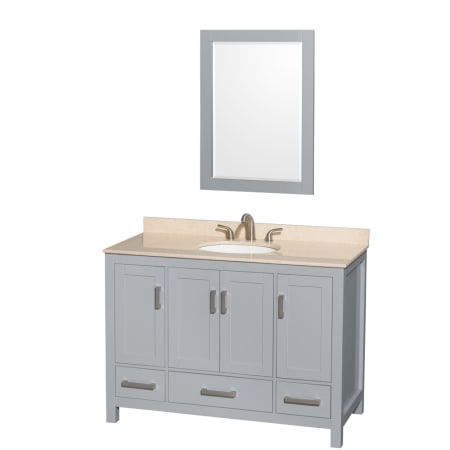 Wyndham Collection-WC-1414-48-SGL-VAN-Gray Vanity, Single Mirror, and Ivory Top