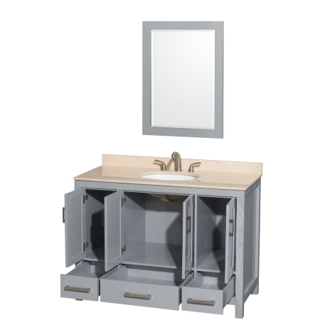 Wyndham Collection-WC-1414-48-SGL-VAN-Gray Vanity, Single Mirror, Open Drawers, and Ivory Top