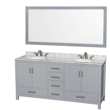 Wyndham Collection-WC-1414-72-DBL-VAN-Gray Vanity, Single Mirror, Carrera White Top