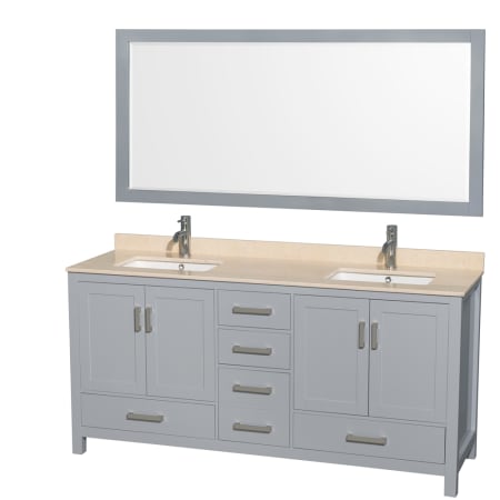 Wyndham Collection-WC-1414-72-DBL-VAN-Gray Vanity, Single Mirror, Ivory Top