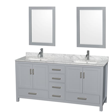 Wyndham Collection-WC-1414-72-DBL-VAN-Gray Vanity, Two Mirrors, Carrera White Top