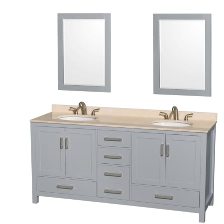 Wyndham Collection-WC-1414-72-DBL-VAN-Gray Vanity, Two Mirrors, Ivory Top