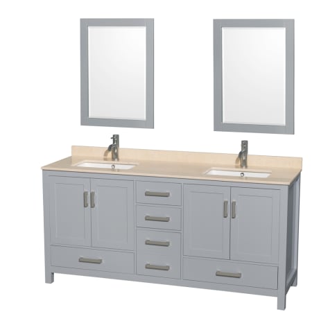 Wyndham Collection-WC-1414-72-DBL-VAN-Gray Vanity, Two Mirrors, Ivory Top