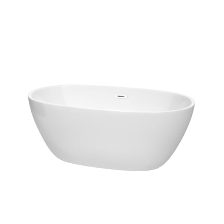 Wyndham Collection Juno 59" Free Standing Acrylic Soaking Tub with Center Drain, Drain Assembly, and Overflow White / Shiny White Trim