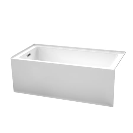 Wyndham Collection Grayley 60" Three Wall Alcove Acrylic Soaking Tub with Left Drain, Drain Assembly, and Overflow White / Polished Chrome Trim