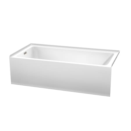 Wyndham Collection Grayley 60" Three Wall Alcove Acrylic Soaking Tub with Left Drain, Drain Assembly, and Overflow White / Brushed Nickel Trim
