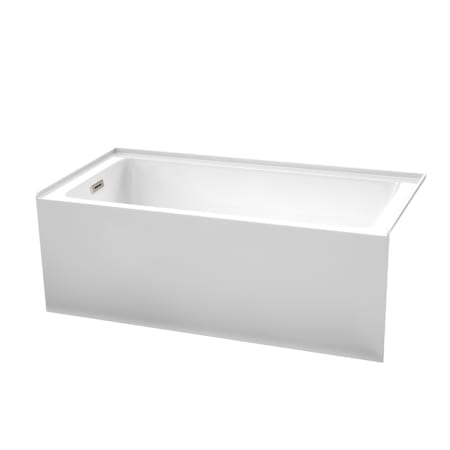 Wyndham Collection Grayley 60" Three Wall Alcove Acrylic Soaking Tub with Left Drain, Drain Assembly, and Overflow White / Brushed Nickel Trim