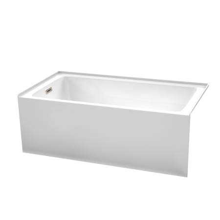 Wyndham Collection Grayley 60" Three Wall Alcove Acrylic Soaking Tub with Left Drain, Drain Assembly, and Overflow White / Brushed Nickel Trim