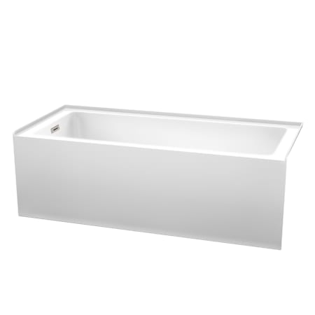 Wyndham Collection Grayley 66" Three Wall Alcove Acrylic Soaking Tub with Left Drain, Drain Assembly, and Overflow White / Brushed Nickel Trim