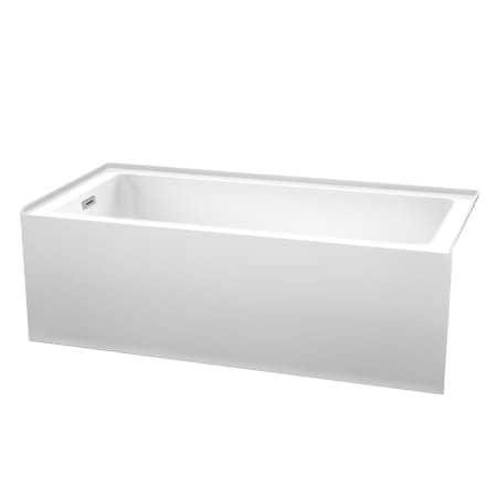 Wyndham Collection Grayley 66" Three Wall Alcove Acrylic Soaking Tub with Left Drain, Drain Assembly, and Overflow White / Brushed Nickel Trim