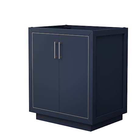 Wyndham Collection Icon 30" Single Free Standing Vanity Cabinet Only - Less Vanity Top Dark Blue / Brushed Nickel Hardware