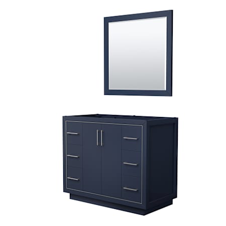 Wyndham Collection Icon 42" Single Free Standing Vanity Cabinet - Less Vanity Top Dark Blue / Brushed Nickel Hardware