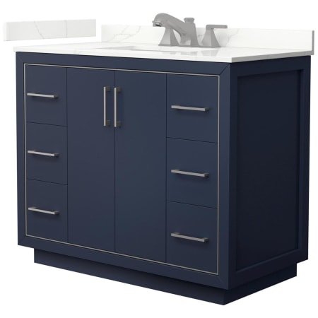 Finish: Dark Blue / Giotto Quartz Top / Brushed Nickel Hardware