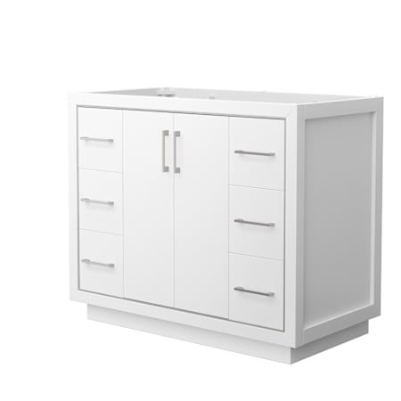 Wyndham Collection Icon 42" Single Free Standing Vanity Cabinet Only - Less Vanity Top White / Brushed Nickel Hardware