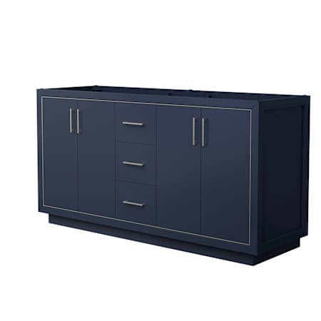 Wyndham Collection Icon 66" Double Free Standing Vanity Cabinet Only - Less Vanity Top Dark Blue / Brushed Nickel Hardware