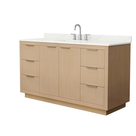 Wyndham Collection Maroni 60" Free Standing Single Basin Vanity Set with Cabinet and Quartz Vanity Top Light Straw / Giotto Quartz Top / Brushed Nickel Hardware