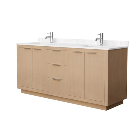 Wyndham Collection Maroni 72" Free Standing Double Basin Vanity Set with Cabinet and Cultured Marble Vanity Top Light Straw / Carrara Cultured Marble Top / Brushed Nickel Hardware