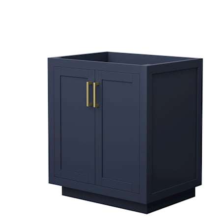 Wyndham Collection Miranda 30" Single Free Standing Vanity Cabinet Only - Less Vanity Top Dark Blue / Brushed Gold Hardware