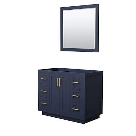 Wyndham Collection Miranda 42" Single Free Standing Vanity Cabinet - Less Vanity Top Dark Blue / Brushed Gold Hardware