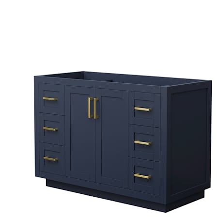 Wyndham Collection Miranda 48" Single Free Standing Vanity Cabinet Only - Less Vanity Top Dark Blue / Brushed Gold Hardware